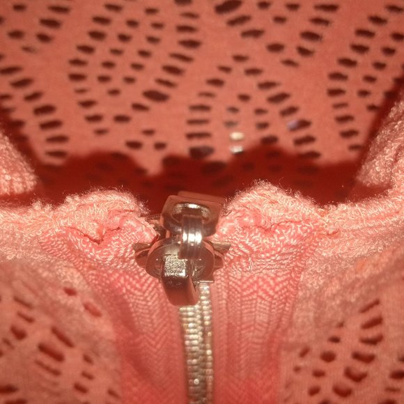 Women's Leaf Weave Jacket or cover up in Coral L/XL - Picture 4 of 5